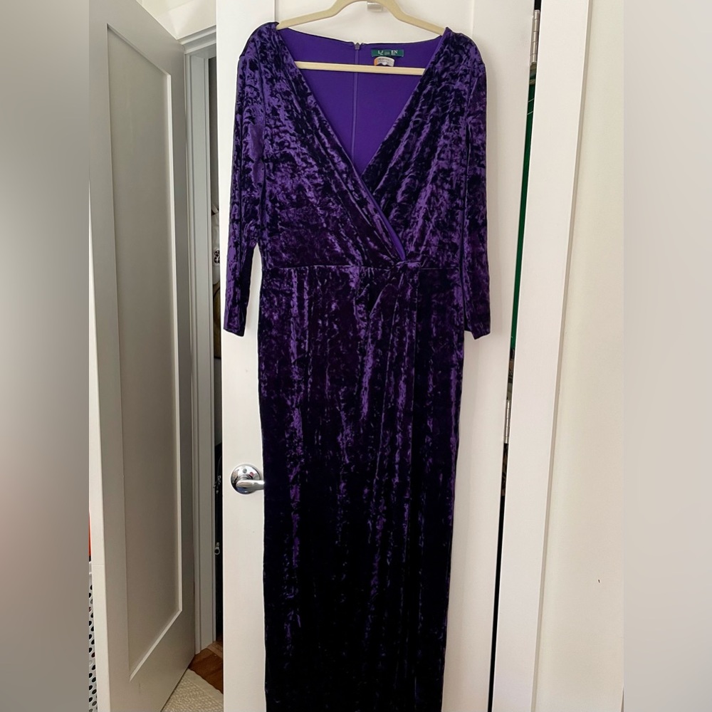 Ralph Lauren Purple Crushed Velvet Gown (Sz. 16)
